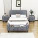 Mercer41 4-Pieces Bedroom Sets, Upholstered Platform Bed w/ 2 Nightstands & Bench Upholstered, Wood in Gray | 42.7 H x 64.6 W x 84.3 D in | Wayfair