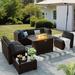 Latitude Run® Modular Slanted Back Patio Furniture Sets w/ Fire Pit Table & Sofa Cover Synthetic Wicker/All - Weather Wicker/Wicker/Rattan | Wayfair