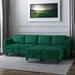 Green Reclining Sectional - Everly Quinn Pavithra 6 - Piece Upholstered Sectional Velvet, Leather | 32.3 H x 116 W x 57 D in | Wayfair