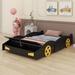 Zoomie Kids Adriannah Full Size Race Car-Shaped Platform Bed Wood in Black | 15.7 H x 55.3 W x 90.6 D in | Wayfair F41E392F122A416BBB2A119F85E999C0