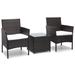 Red Barrel Studio® 3 Pieces Patio Furniture Set, PE Rattan Wicker Chairs w/ Table, Outdoor Porch Conversation Set Glass/Metal in Brown | Wayfair