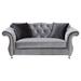 Rosdorf Park Kenniya 76.25" Velvet Rolled Arm Chesterfield Loveseat Velvet in Brown/Gray | 34 H x 76.25 W x 34.75 D in | Wayfair