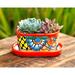Bungalow Rose Auriana Handmade Mexican Talavera Pottery MINI Succulent Flower Pot & Saucer Set Colorful Red | 2.6 H x 5.3 W x 3.5 D in | Wayfair