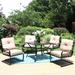 Lark Manor™ Milnor Square 4 - Person 28" Long Outdoor Dining Set w/ Cushions Metal in Black | Wayfair 5126B5D5404646058781DB9F7857722A