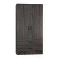 Ebern Designs Scottie 2-Door Wardrobe w/ 2-Drawers Wood in Brown | 72 H x 30 W x 20 D in | Wayfair 1DDD84CA179B4369994B45A3A26ACE17