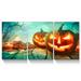 The Holiday Aisle® 3 Panels Framed Canvas Wall Art Decor Painting For Halloween, Jack-O-Lanterns Painting Halloween Gift For Children | Wayfair