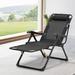 Arlmont & Co. Nundley Outdoor Zero Gravity Folding Lounge Chair, 95-180 Degree Adjustable Recliner Sleeping Bed in Black | Wayfair