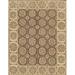 Brown/White 121 x 95 x 0.25 in Area Rug - Isabelline Floral Handmade Hand-Knotted Rectangle 7'11" x 10'1" Area Rug in Beige/Black/Gray Wool | Wayfair