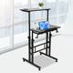 Inbox Zero Height Adjustable Rectangle Standing Desk w/ USB Interfaces & US Standard Sockets Wood/Metal in Black | 23.62 W x 11.81 D in | Wayfair