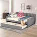 Latitude Run® Keval Full/Double Daybed w/ Trundle Upholstered/Velvet, Wood in Gray | 31.91 H x 79.91 W x 56.11 D in | Wayfair