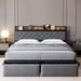17 Stories Metal Platform Bed, w/ Headboard/2 Storage Drawers/RGB LED Lights/USB Ports & Outlets Metal in Gray | 43.3 H x 76.3 W x 86.6 D in | Wayfair