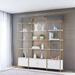 Everly Quinn 77.9" H x 70.8" W Steel Geometric Bookcase in Brown/White/Yellow | 77.9 H x 70.8 W x 11 D in | Wayfair