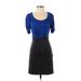 BCBGMAXAZRIA Cocktail Dress - Sheath Scoop Neck Short sleeves: Blue Print Dresses - Women's Size 0 Petite