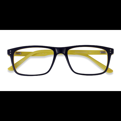 Unisex s rectangle Navy Yellow Acetate Prescription eyeglasses - Eyebuydirect s Maestro