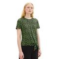 TOM TAILOR Denim Damen 1035919 Denim T-Shirt mit Muster & Knotendetail, 32433-black Green Flower Print, XL