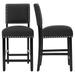 24 Inches Fabric Upholstered Counter Height Bar stools with Back and Silver Nailhead Trim Set of 2