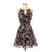 BCX dress Cocktail Dress - A-Line Keyhole Sleeveless: Black Floral Dresses - Women's Size 5