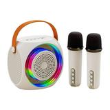 Moyic Mini Karaoke Machine for Kids Portable Bluetooth Karaoke Speaker with 2 Wilreless Microphones White