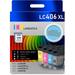 4Pack LC406XL Ink Cartridges(1BK/1C/1M/1Y) - LC406BK LC406C LC406M LC406Y High Yield Ink Cartridge Set Replacement for Brother MFC-J4335DW MFC-J4535DW MFC-J5855DW MFC-J6555DW Printer