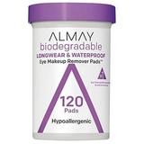 Almay Eye Makeup Remover Pads Biodegradable Longwear & Waterproof Hypoallergenic Cruelty Free-Fragrance Free Cleansing Wipes 120 Pads (Pack of 1)