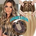 Benehair Real Hair Clip In Extensions 13cm*15cm Clip In Hairpiece Silk Base Topper Toupee Wiglet Top Hair Piece 130% Density New 6 -22 Highlight