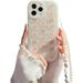 Compatible with iPhone 11 Pro Max Case Cute Girls Women Peach Bear Love Heart Pattern with Pearl Strap Bracelet Chain Sparkly Phone Case Camera Protect