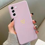 Mobile Phone Accessories Heart Mobile Phone Housings TPU Cover Phone Case Cute Hollow Gold For Samsung A52S S22 Iphone 13 PURPLE A52