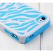 Blue White Zebra Combo Hard Soft Case Cover For iPhone 4 4S Silicone Armor Case