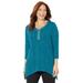 Plus Size Women's Metallic Dot Shark Bite Top by Catherines in Deep Teal (Size 6X)