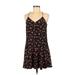 Express Casual Dress - Mini V Neck Sleeveless: Black Floral Dresses - Women's Size 6