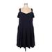 City Chic Casual Dress - A-Line V Neck Sleeveless: Blue Print Dresses - New - Women's Size 24 Plus