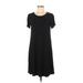 Ann Taylor LOFT Casual Dress - Shift Scoop Neck Short sleeves: Black Print Dresses - Women's Size Medium Tall