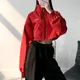 Rimocy Summer Thin Cropped Jackets Women Streetwear Y2K Stand Collar Windbreaks Woman Drawstring