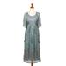 'Embellished Block-Printed Mint Viscose Chiffon Dress'