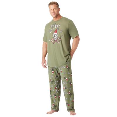 Men's Big & Tall Lightweight Cotton Novelty PJ Set by KingSize in Holiday Skulls (Size 4XL) Pajamas