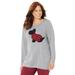 Plus Size Women's Cozy Critter Sweater by Catherines in Heather Grey Scotty Dog (Size 5X)