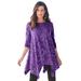 Plus Size Women's Handkerchief Hem Ultimate Tunic by Roaman's in Purple Patchwork (Size 6X) Long Shirt