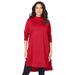 Plus Size Women's High-Low Mockneck Ultimate Tunic by Roaman's in Classic Red (Size 22/24) Mock Turtleneck Long Sleeve Shirt