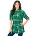 Plus Size Women's Flannel Tunic by Roaman's in Midnight Vine Plaid (Size 38 W) Plaid Shirt