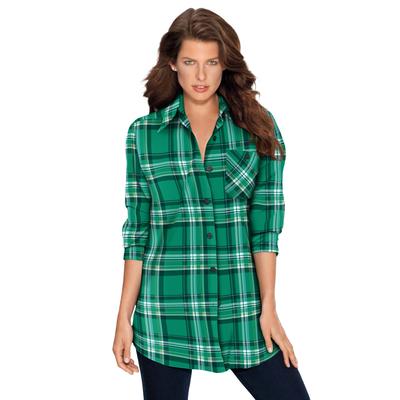 Plus Size Women's Plaid Flannel Tunic by Roaman's in Midnight Vine Plaid (Size 20 W) Plaid Shirt