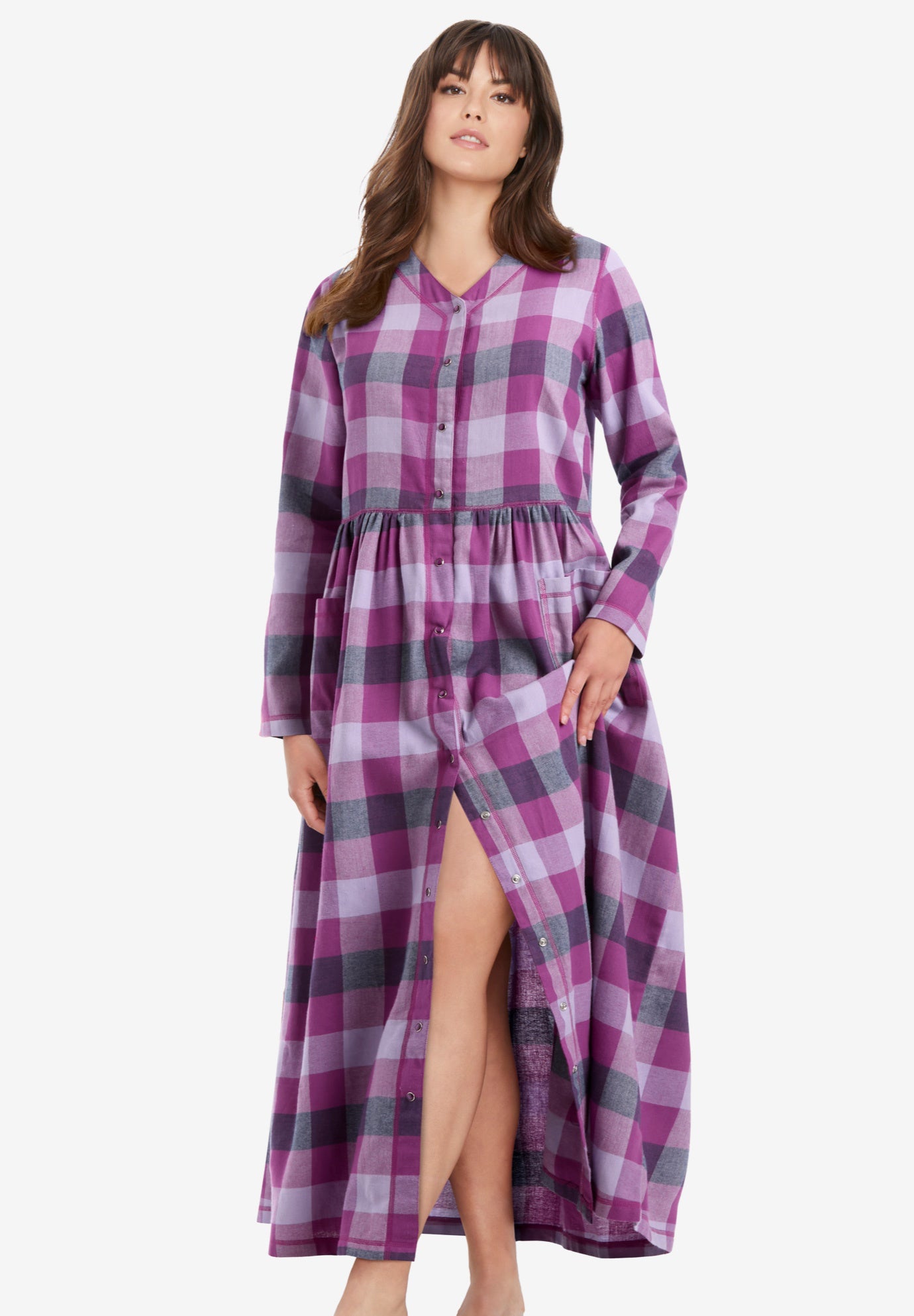 Plus Size Women's Flannel Plaid Lounger by Only Necessities in Fresh Berry Plaid (Size 6X)