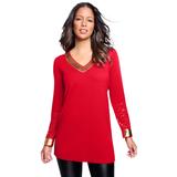 Plus Size Women's Sequin Pullover Sweater by Roaman's in Red Boarder Sequin (Size 14/16)