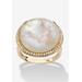 Women's .27 Tcw Genuine Mother-Of-Pearl And Cz Gold-Plated Sterling Silver Halo Ring by PalmBeach Jewelry in Silver (Size 8)