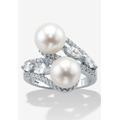 Women's 1.30 Cttw. .925 Sterling Silver Round Freshwater Cultured Pearl Ring (9Mm) by PalmBeach Jewelry in Silver (Size 6)