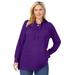 Plus Size Women's Washed Thermal Lace-Up Hooded Sweatshirt by Woman Within in Radiant Purple (Size 38/40)