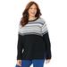 Plus Size Women's Fair Isle Pullover Sweater by Catherines in Black (Size 4X)