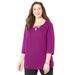 Plus Size Women's Suprema® Triple Keyhole Tee by Catherines in Berry Pink (Size 4X)