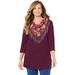 Plus Size Women's Impossibly Soft Tunic & Scarf Duet by Catherines in Midnight Berry Paisley Floral (Size 4X)