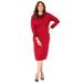 Plus Size Women's Cowl Neck Sweater Dress by Catherines in Classic Red Houndstooth (Size 3X)