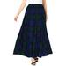 Plus Size Women's Flowing Crinkled Maxi Skirt by Jessica London in Classic Blackwatch (Size 20) Elastic Waist 100% Cotton